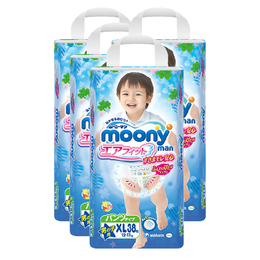 【四包装】日本原装进口moony尤妮佳 拉拉裤 XL码 38片 男宝宝 