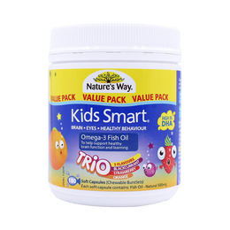Nature's Way Kids Smart佳思敏儿童三合一三色鱼油咀嚼胶囊 黑加仑+草莓+橙 180粒